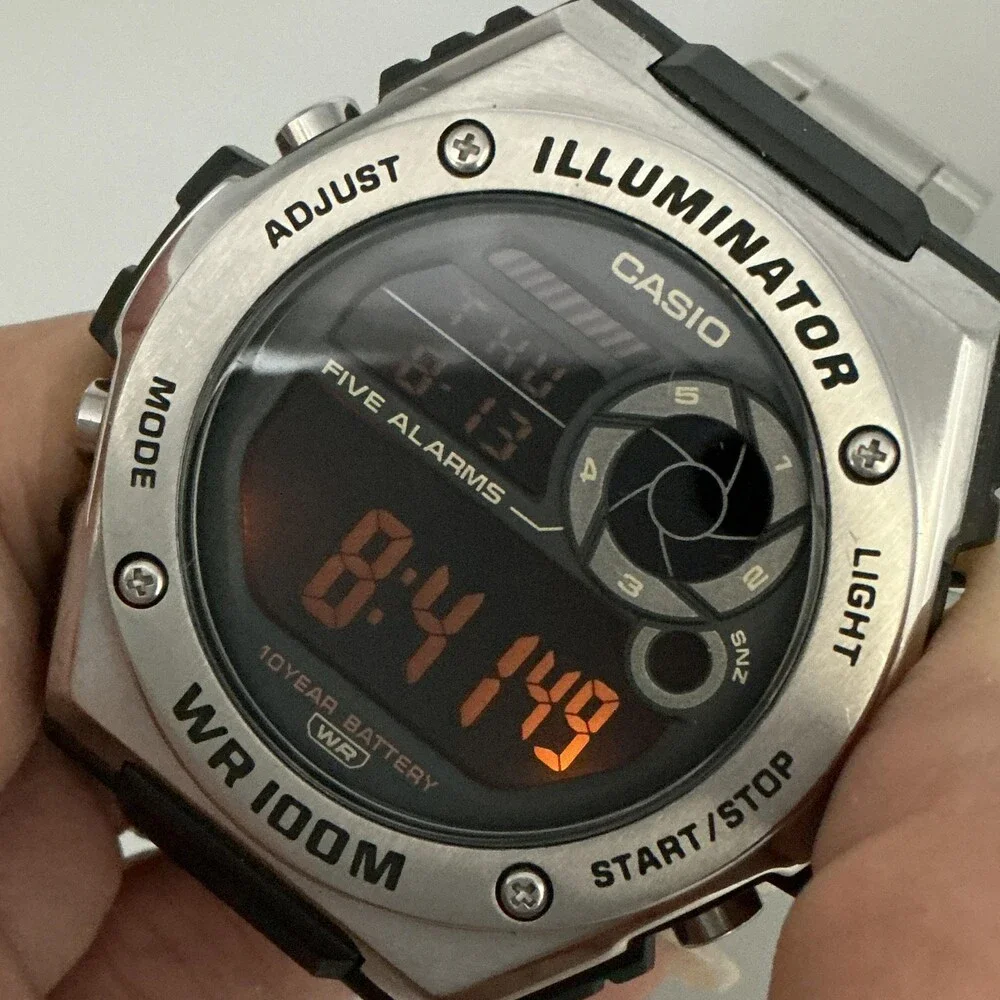 Casio Illuminator 3487 MWD-100H Mens Watch 51mm Black Digital Stainless Alarm